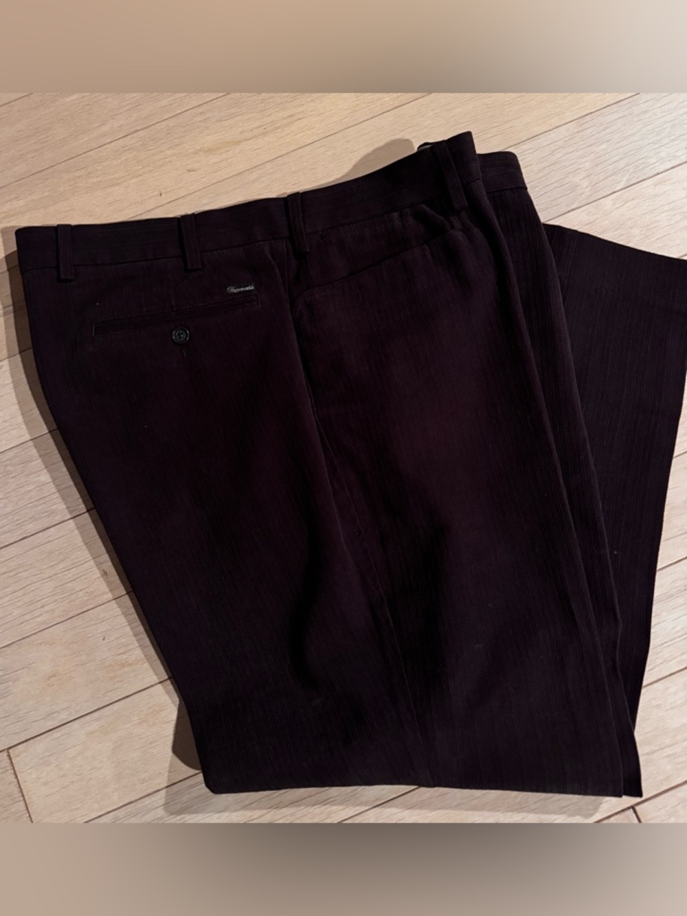 Faconnable Mens Pants Brown Pinstripes Flat Front Size 38